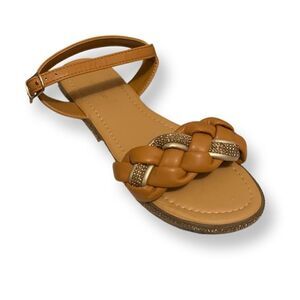 Via Rosa  Caramel Woven Flat Sandals
